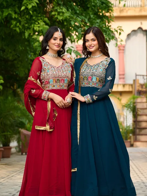 LW-9252 Readymade Faux Blooming Embroidered Gown Collection LW-9252 Readymade Faux Blooming Embroidered Gown Collection