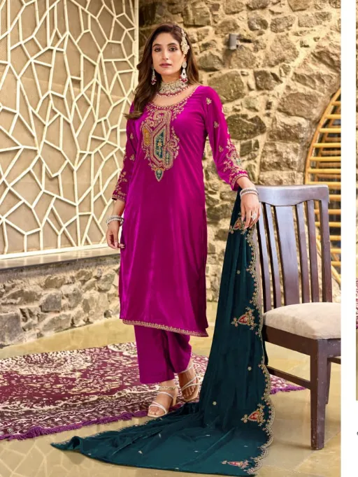 Levisha Apsara Velvet 9000 Wholesale Designer Embroidered Suit Catalog - Image 3