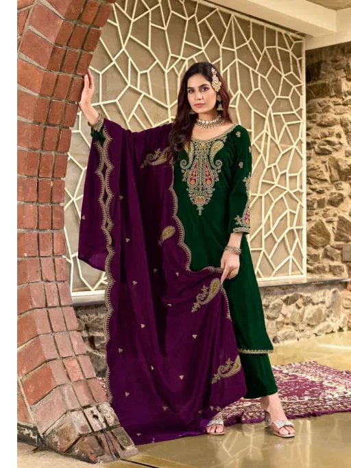 Levisha Apsara Velvet 9000 Wholesale Designer Embroidered Suit Catalog - Image 4