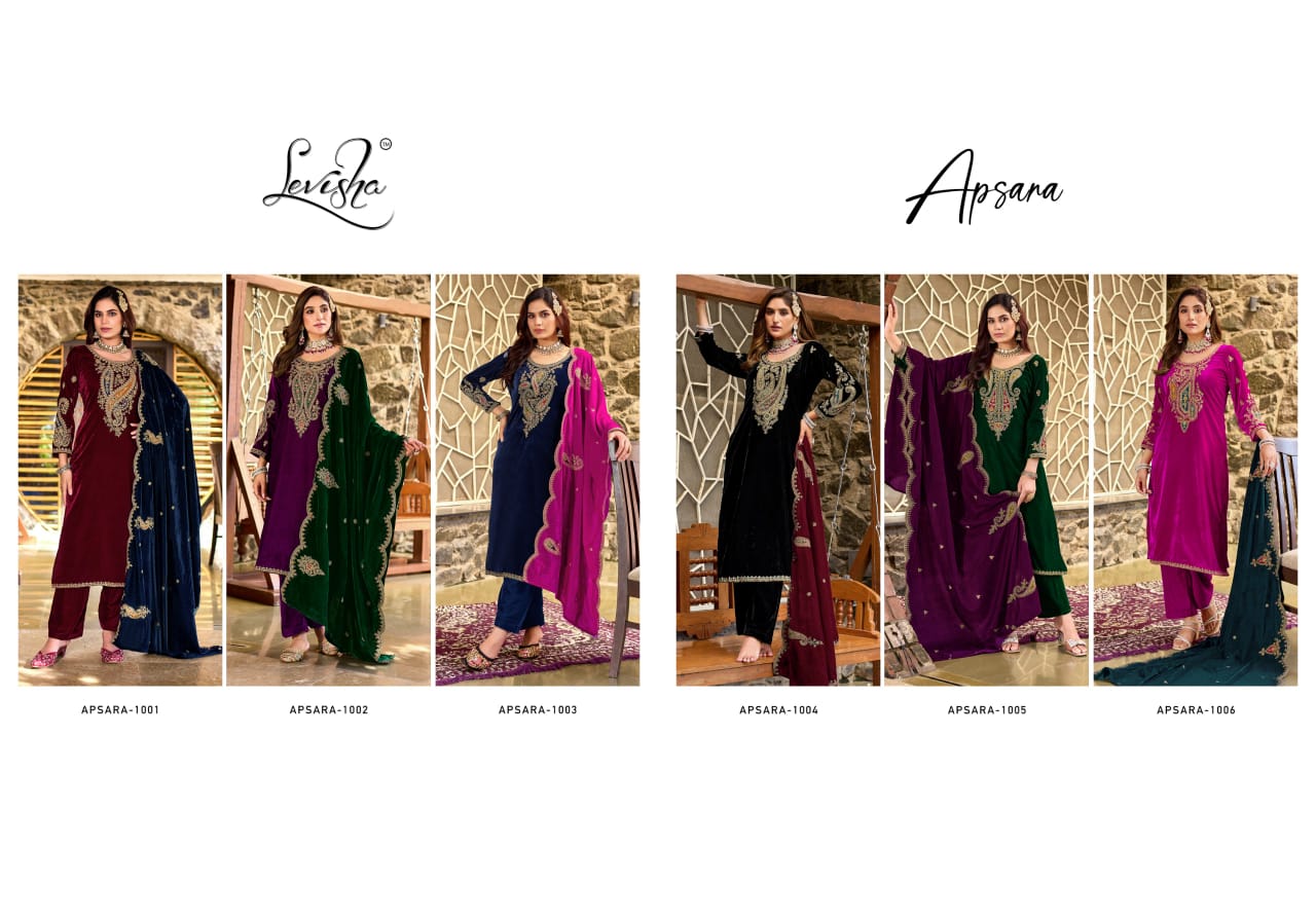 Levisha Apsara Velvet 9000 Wholesale Designer Embroidered Suit Catalog - Image 6