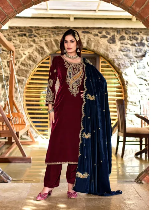 Levisha Apsara Velvet 9000 Wholesale Designer Embroidered Suit Catalog - Image 2