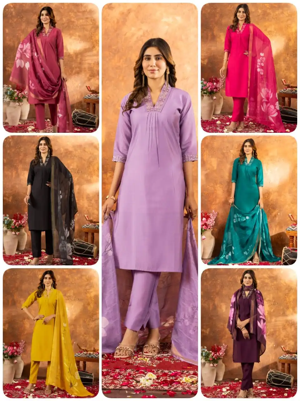 Lila 02 Wholesale Roman Silk Kurti With Bottom Dupatta Catalog - Image 8