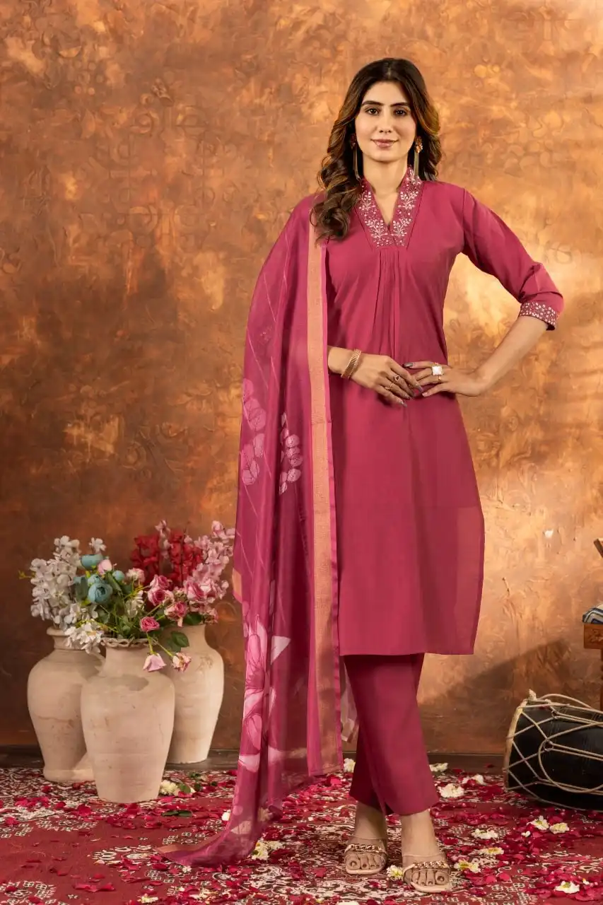 Lila 02 Wholesale Roman Silk Kurti With Bottom Dupatta Catalog - Image 3