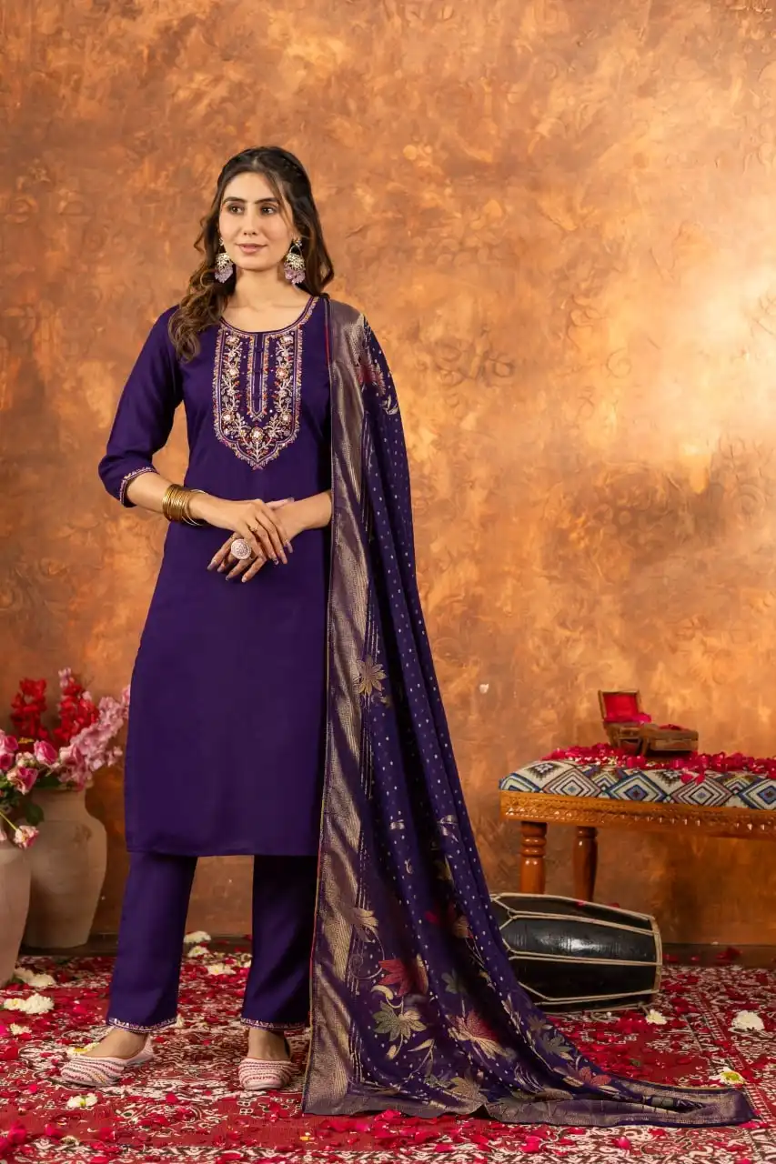 Lila 03 Marina Silk A-Line Kurti With Bottom Dupatta Wholesale Collection - Image 4