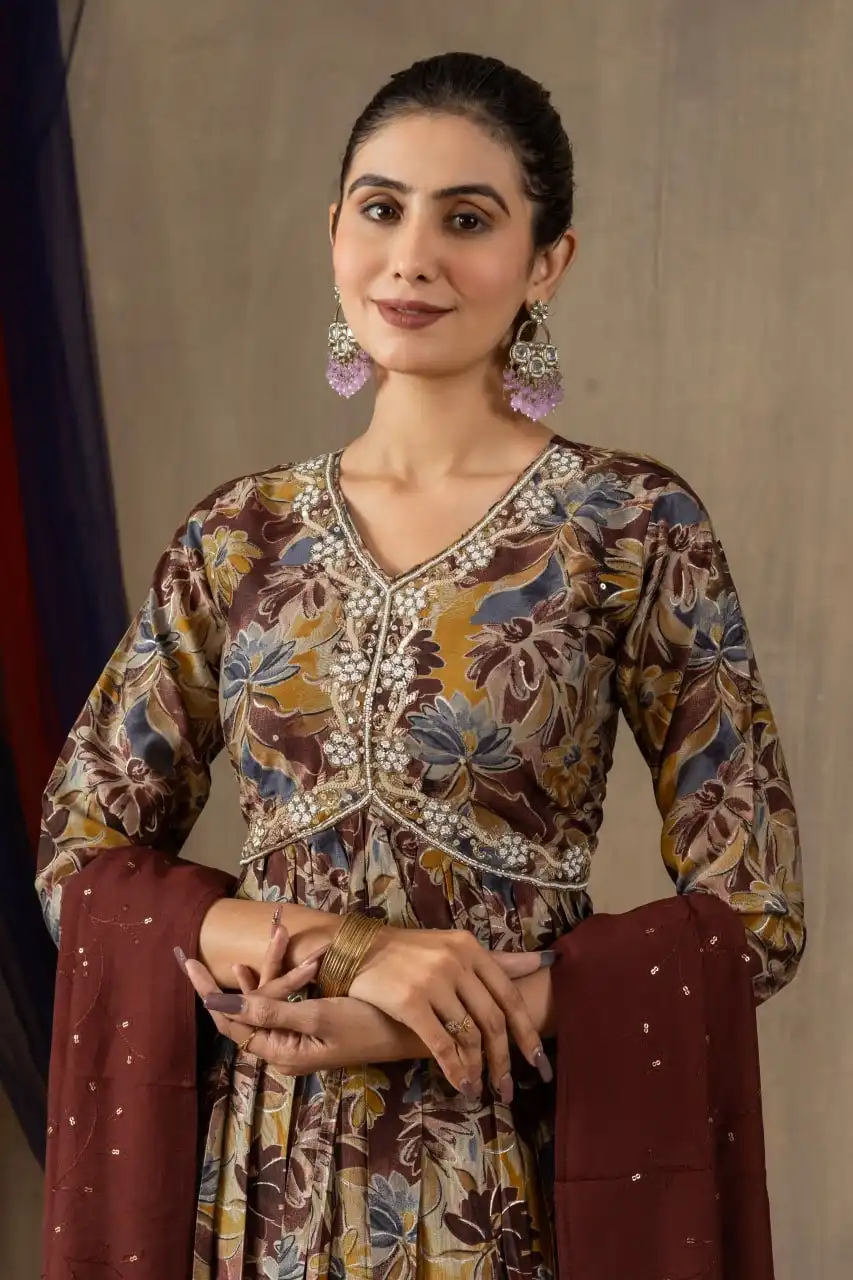 Lila 05 Wholesale Modal Print Embroidered Kurti With Bottom Dupatta - Image 3