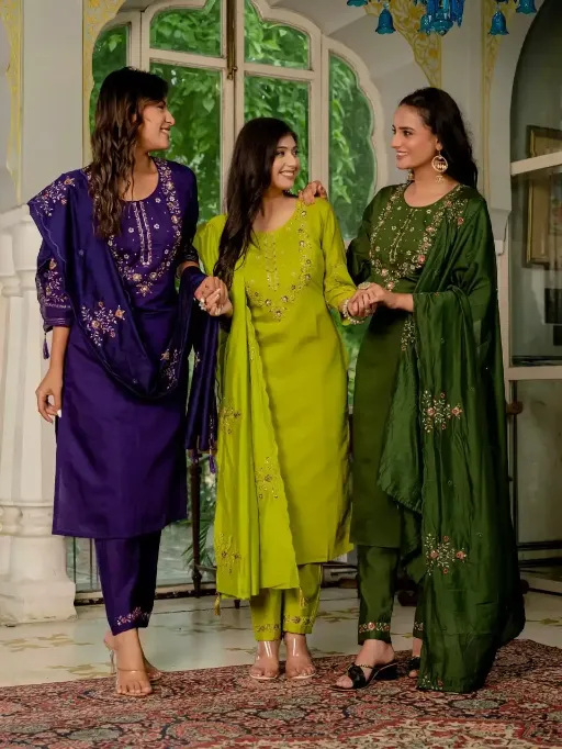 Lila Vol 16 Wholesale Marina Silk Embroidered Kurti With Bottom Dupatta