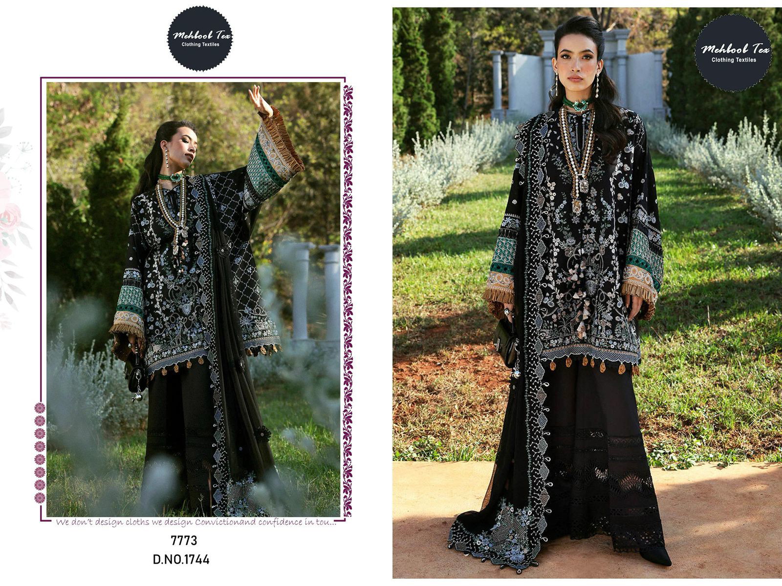 Mehboob Tex 1743 & 1744 Pure Cotton Pakistani Salwar Suit - Image 2