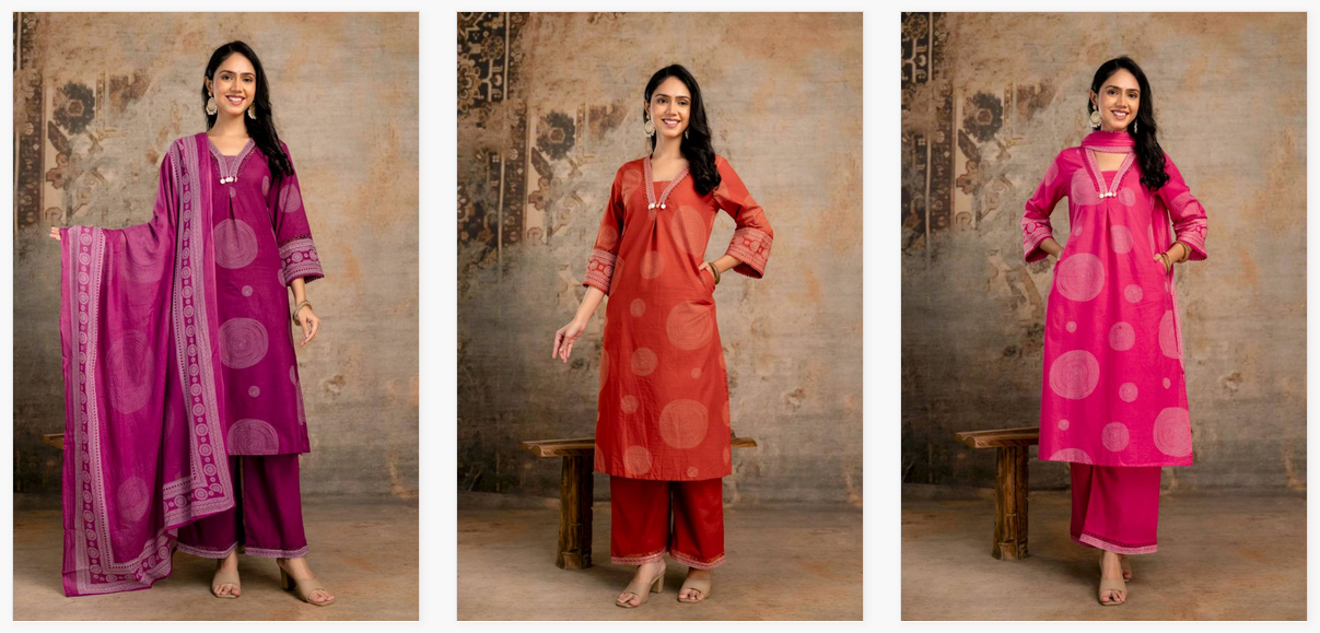 Naisha K 350 Wholesale Pure Cotton Discharge Salwar Suit Collection - Image 5