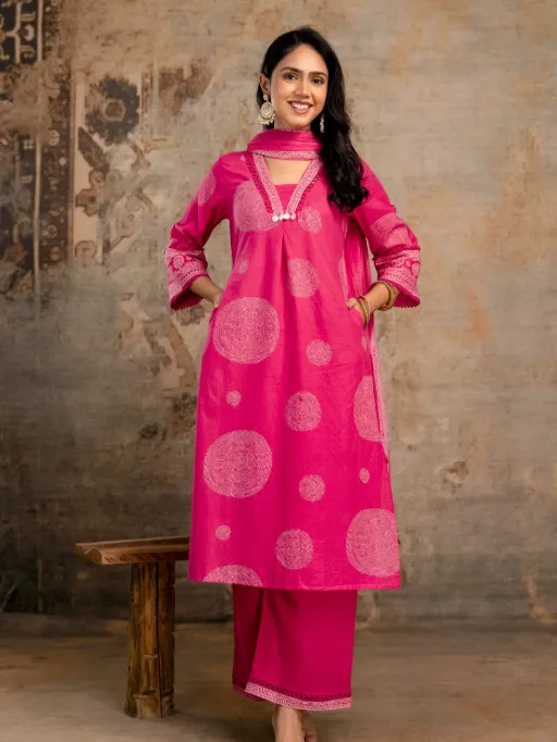 Naisha K 350 Wholesale Pure Cotton Discharge Salwar Suit Collection - Image 2