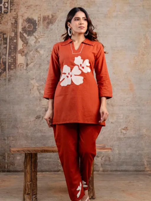 Naisha K 356 Wholesale Cotton Silli Hand Work Co Ord Set Collection