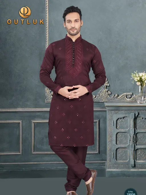 Outluk Wedding Vol 29 Pure Silk Embroidered Kurta Collection - Image 8