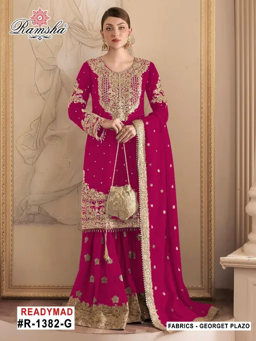 Ramsha R 1382 E To H Wholesale Georgette Work Pakistani Salwar Kameez Suit - Image 3