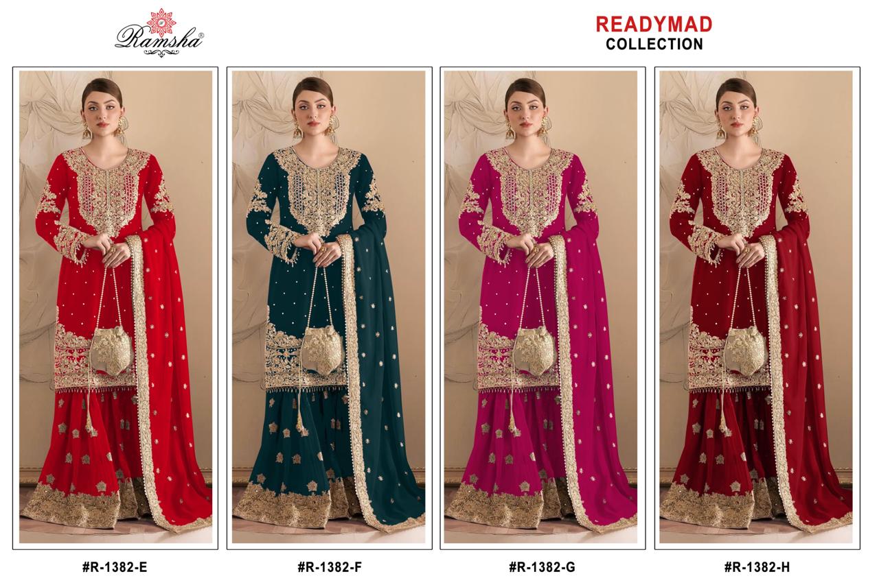 Ramsha R 1382 E To H Wholesale Georgette Work Pakistani Salwar Kameez Suit