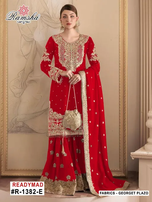 Ramsha R 1382 E To H Wholesale Georgette Work Pakistani Salwar Kameez Suit