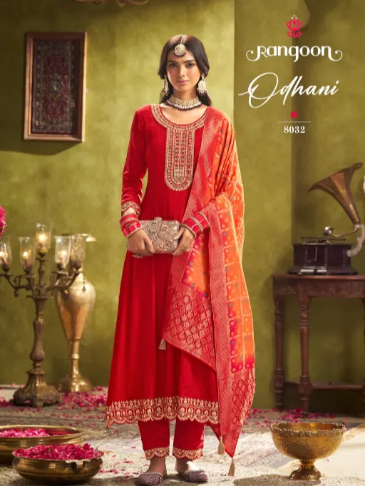Rangoon Odhani Wholesale Chinon Silk With Kurti With Bottom Dupatta - Image 2