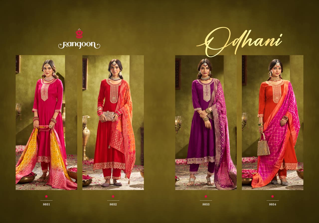 Rangoon Odhani Wholesale Chinon Silk With Kurti With Bottom Dupatta - Image 5