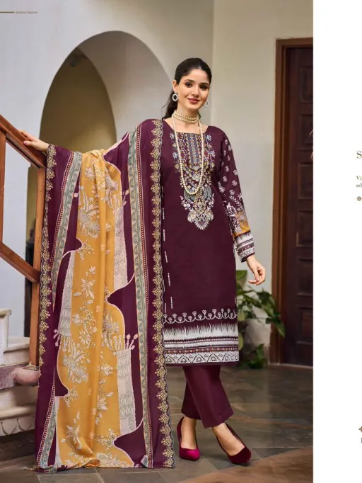 Riaz Arts Bin Saeed Vol 11 Wholesale Cotton Digital Prints Embroidery Dress Material - Image 4