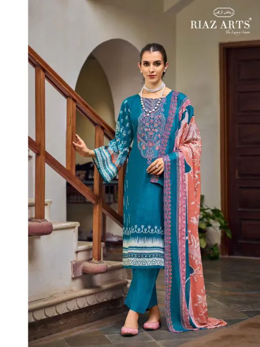 Riaz Arts Bin Saeed Vol 11 Wholesale Cotton Digital Prints Embroidery Dress Material - Image 6