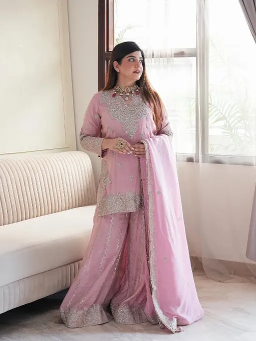 SSR-5002 Readymade Heavy Chinon Silk Embroidery Gharara Suit