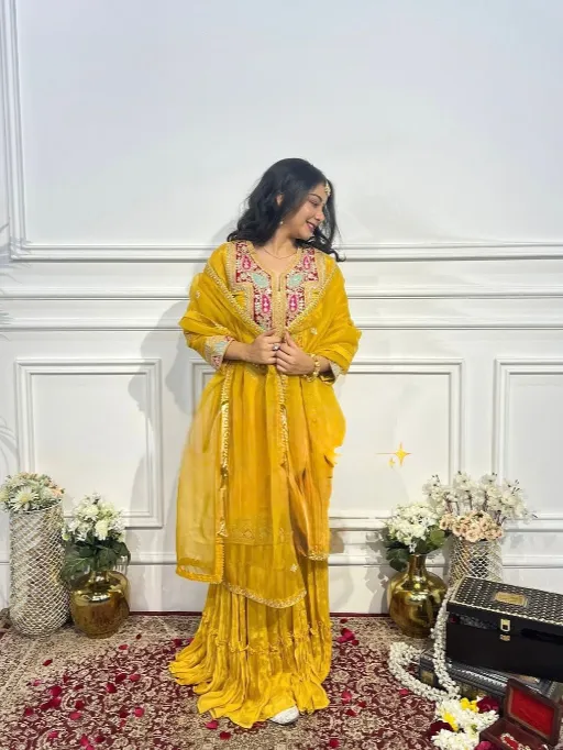 SSR-505 Readymade Heavy Chinon Silk Embroidered Gharara Suit