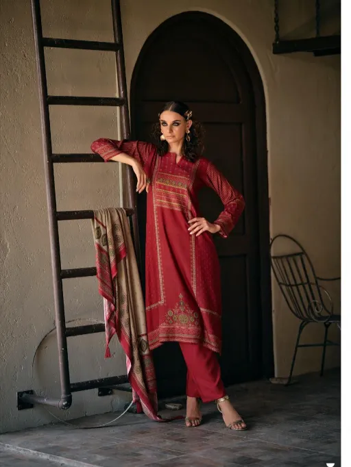 Sadhana Serene Wholesale Viscose Pashmina Print Work Salwar Suit - Image 2