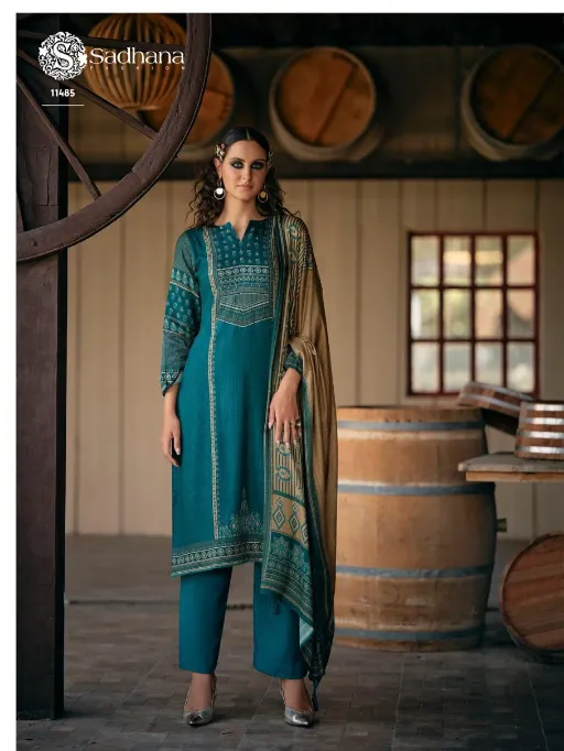 Sadhana Serene Wholesale Viscose Pashmina Print Work Salwar Suit - Image 3