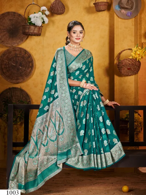 Saroj Hot Star Vol 1 Wholesale Georgette Jacquard Silk Saree Collection - Image 4