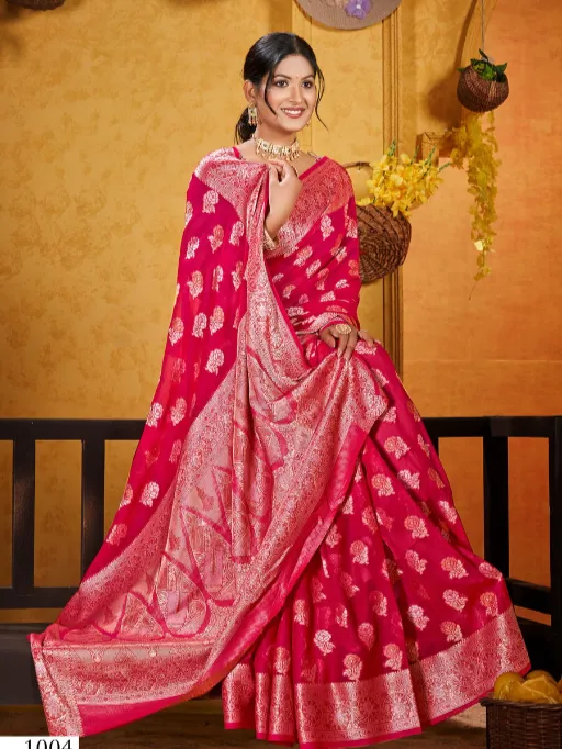 Saroj Hot Star Vol 1 Wholesale Georgette Jacquard Silk Saree Collection - Image 5