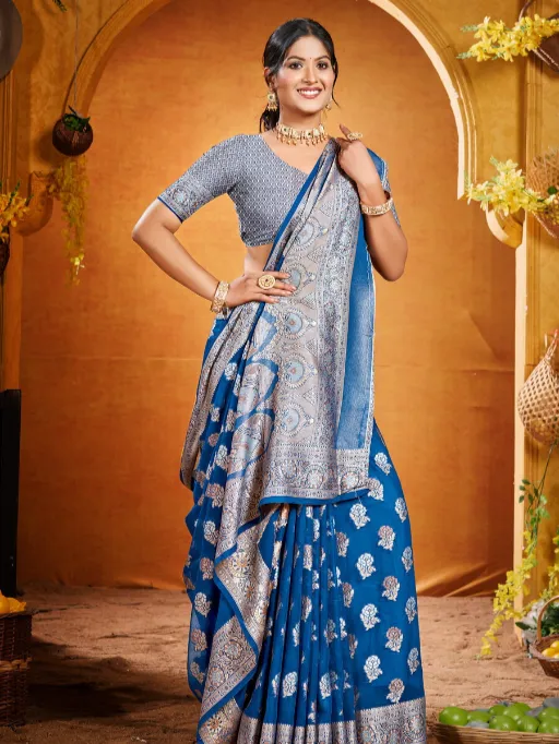 Saroj Hot Star Vol 1 Wholesale Georgette Jacquard Silk Saree Collection - Image 6