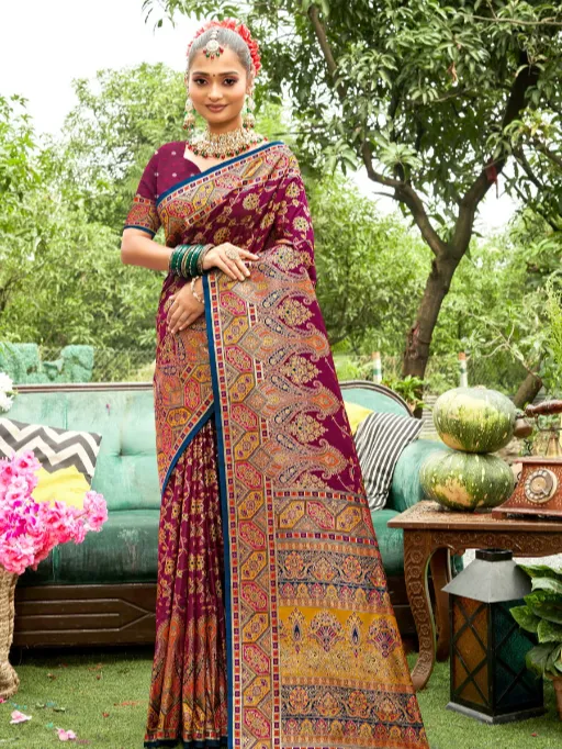 Saroj Sarvmangla Silk Saroski Vol 1 Wholesale Meena Designer Satin Saree - Image 4