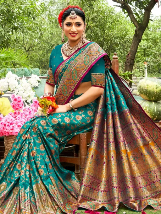 Saroj Sarvmangla Silk Saroski Vol 1 Wholesale Meena Designer Satin Saree - Image 5