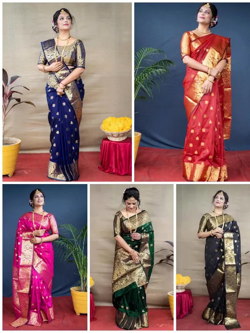 Soft Silk 6041 Wholesale Soft Lichi Silk Rich Pallu Jacquard Work Saree Collection - Image 13