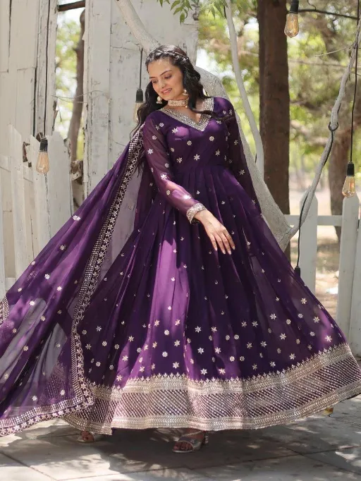 Tapi-233 Readymade Heavy Embroidered Fox Georgette Gown with Dupatta - Image 6