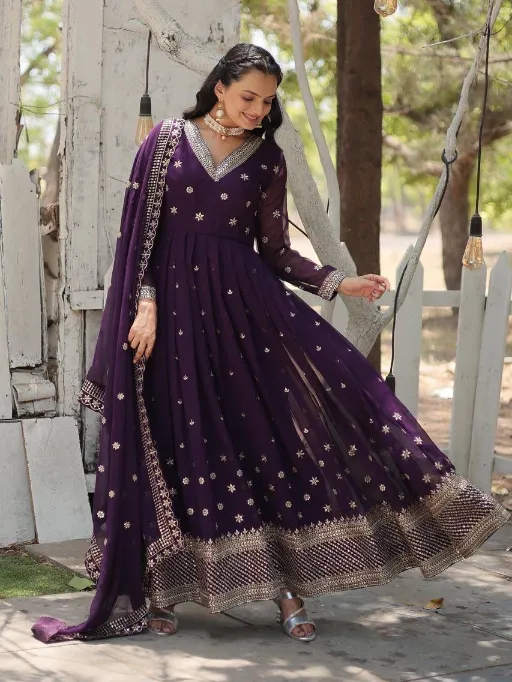 Tapi-233 Readymade Heavy Embroidered Fox Georgette Gown with Dupatta - Image 7