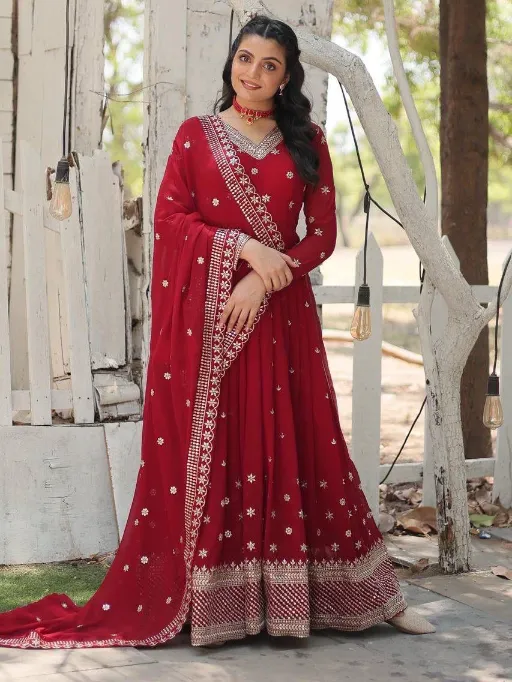Tapi-233 Readymade Heavy Embroidered Fox Georgette Gown with Dupatta - Image 2