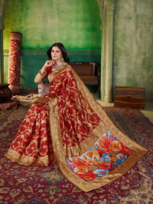 Vakratund VK4400 Pure Soft Jacquard Zari Weaving Saree Catalog - Image 2
