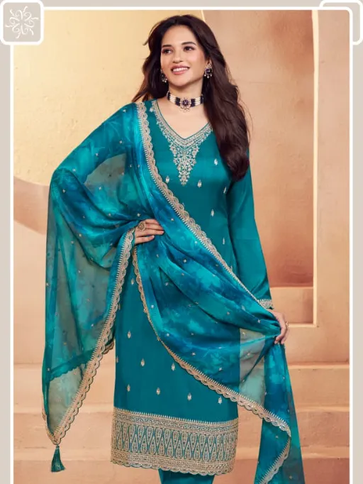 Vinay Kuleesh Falak Wholesale Silk Thread Work Salwar Kameez Suit - Image 5