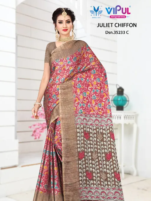 Vipul Juliet Chiffon 35233 A To D Printed Saree Collection - Image 3