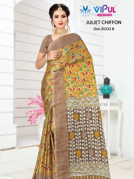 Vipul Juliet Chiffon 35233 A To D Printed Saree Collection - Image 4