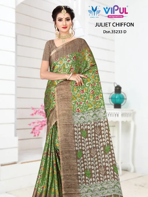 Vipul Juliet Chiffon 35233 A To D Printed Saree Collection - Image 2