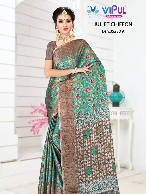 Vipul Juliet Chiffon 35233 A To D Printed Saree Collection