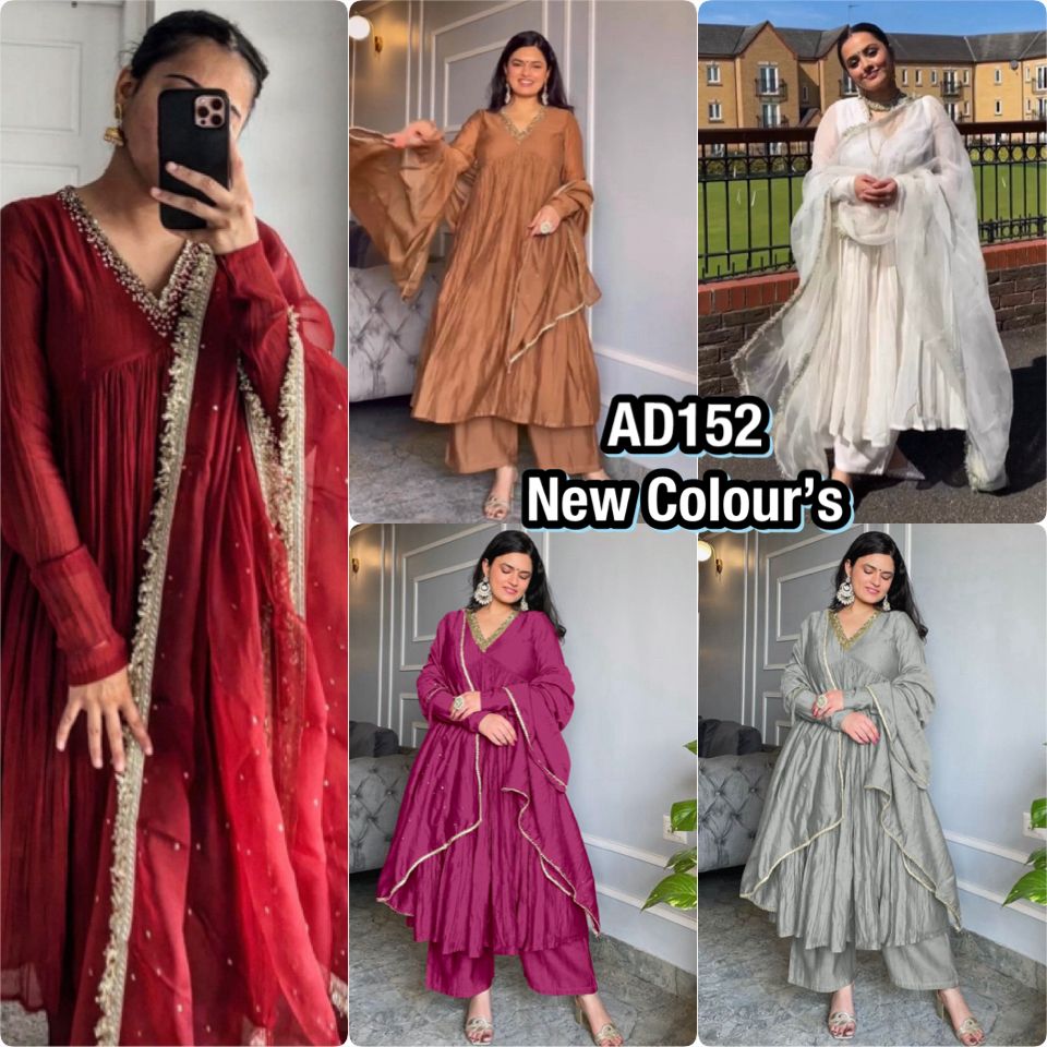 AD152 Readymade Pure Chinon Silk Alia Cut Gown Catalog — Wholesale Readymade Suit, Vardan Ethnic wholesale from Surat — view 5