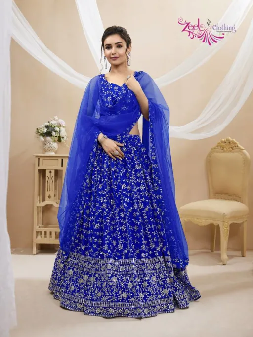 Zeel Ruhana Vol 1 Georgette Zari Embroidery Work Lehenga Choli Collection - Image 3