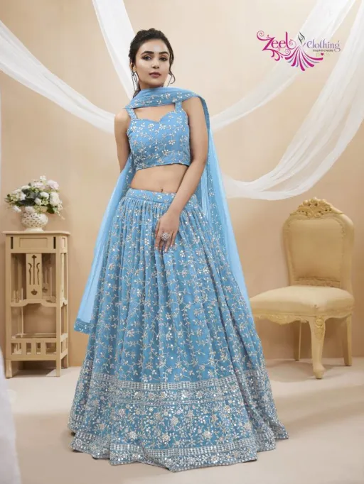 Zeel Ruhana Vol 1 Georgette Zari Embroidery Work Lehenga Choli Collection - Image 2
