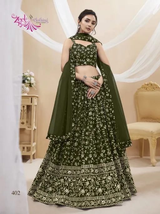 Zeel Ruhana Vol 1 Georgette Zari Embroidery Work Lehenga Choli Collection - Image 4