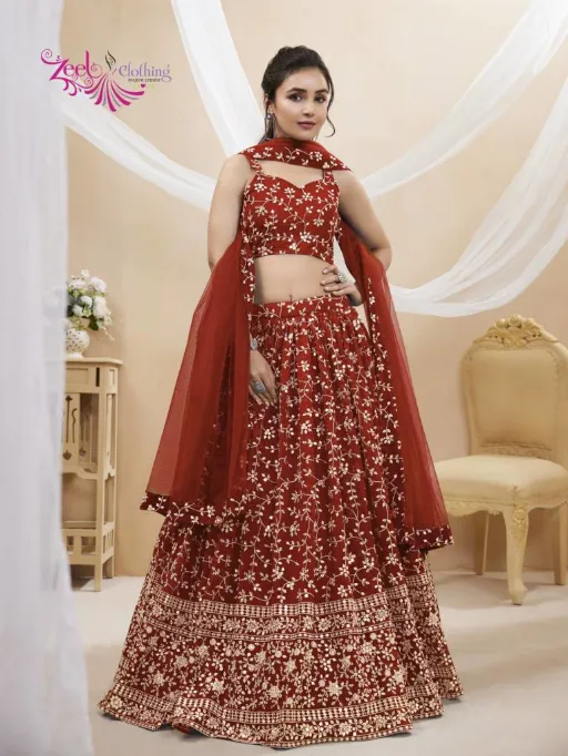 Zeel Ruhana Vol 1 Georgette Zari Embroidery Work Lehenga Choli Collection - Image 6