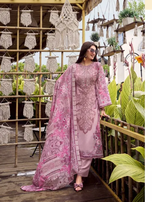 Zulfat Sana Safina Wholesale Cotton Designer Print Embroidery Work Dress Material - Image 3