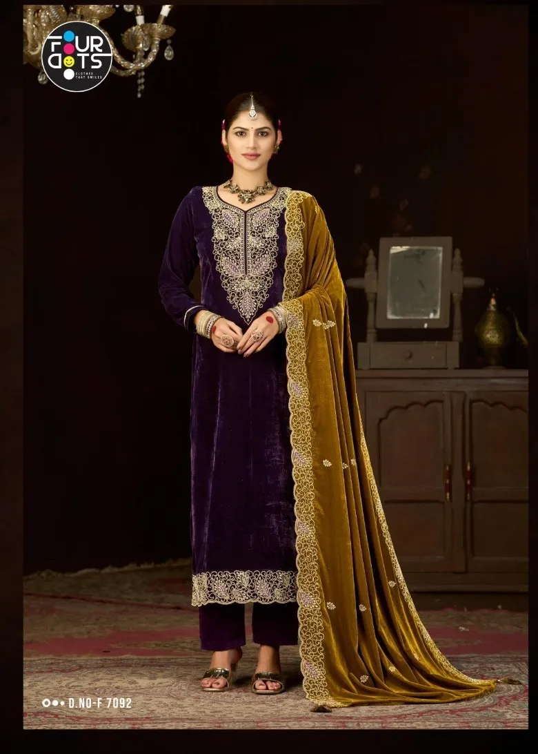 Four Dots Vivica Viscose Velvet Work Designer Salwar Kameez Catalog