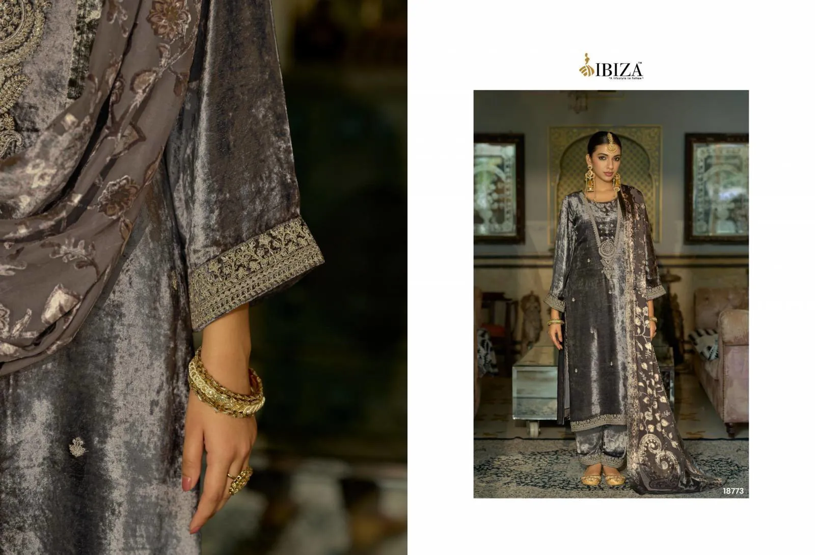Ibiza Jonem Viscose Velvet Embroidery Work Salwar Suits - Image 2