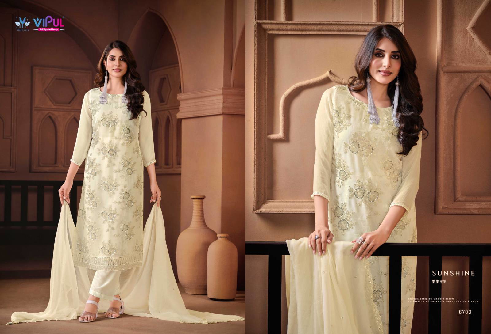 Vipul Arissa Crinkle Chiffon With Work Designer Salwar Suit - Image 6